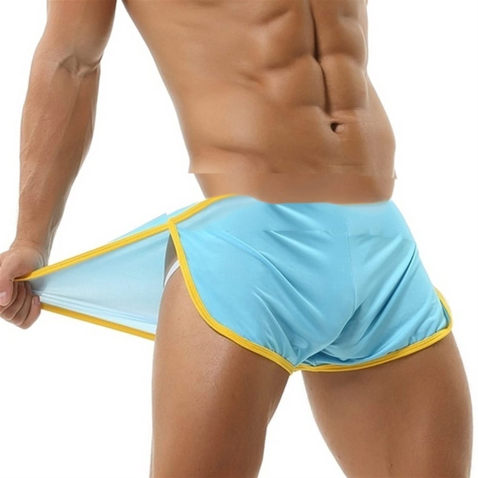 Men's Shorts Male Panties Underwear Breathable Men Pajamas Side Split Solid Underpants Comfortable Shorts Sleepwear