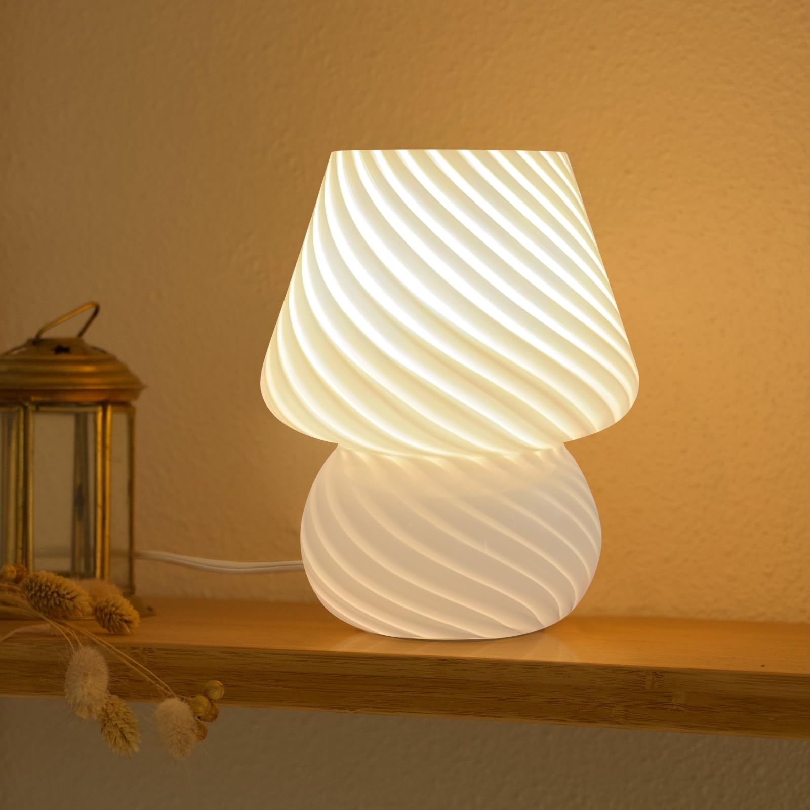 ONEWISH Lampe Champignon - Lampe de Chevet Chambre, Ampoule Incluse, Cadeau Fête des Mères, Jaune Crème Image du produit 1