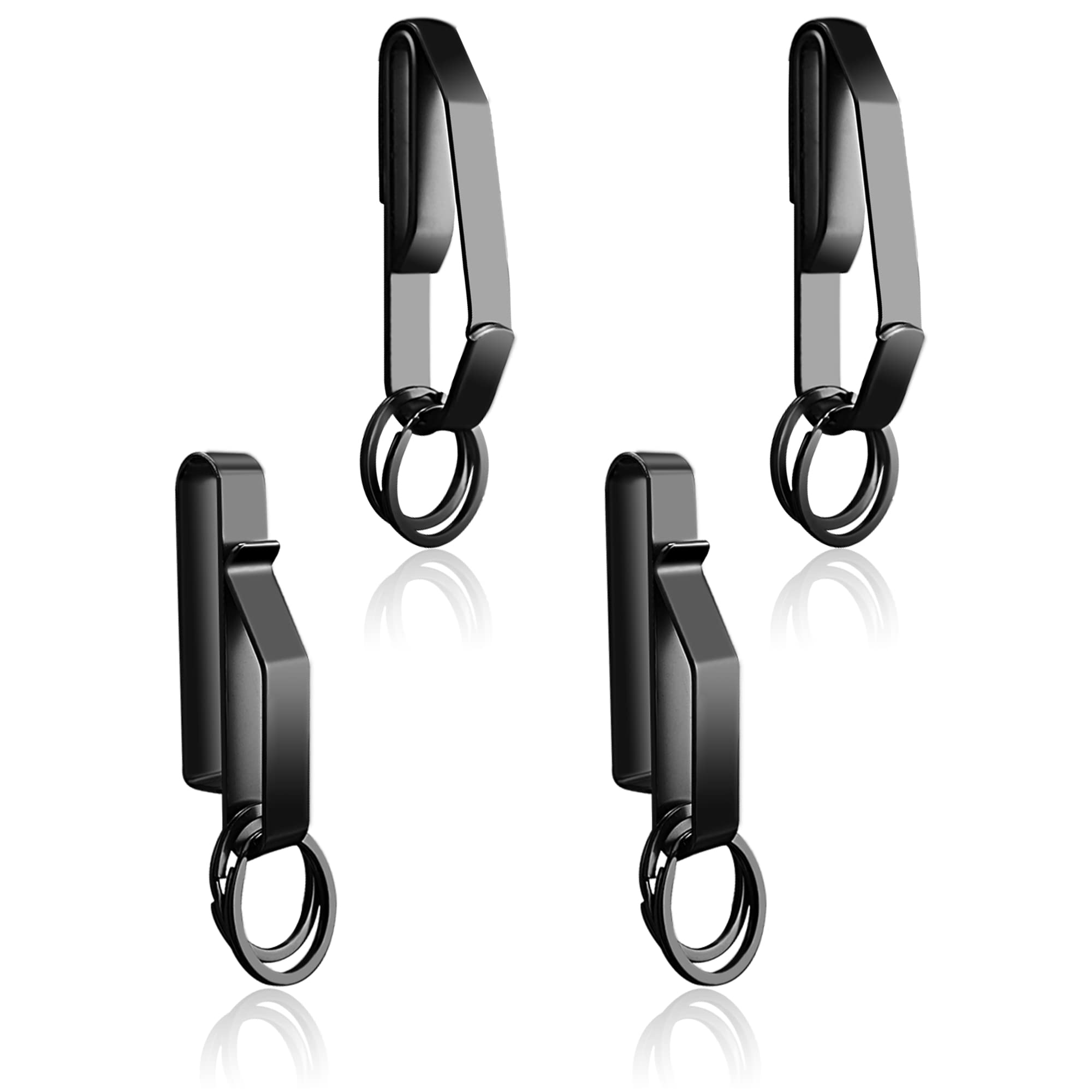 4PCS Tactical Stealth Keychain Duty Belt Accessories Key Holder Handcuff Key Clip for Men, Police and Firemen with Detachable Keyring, Black