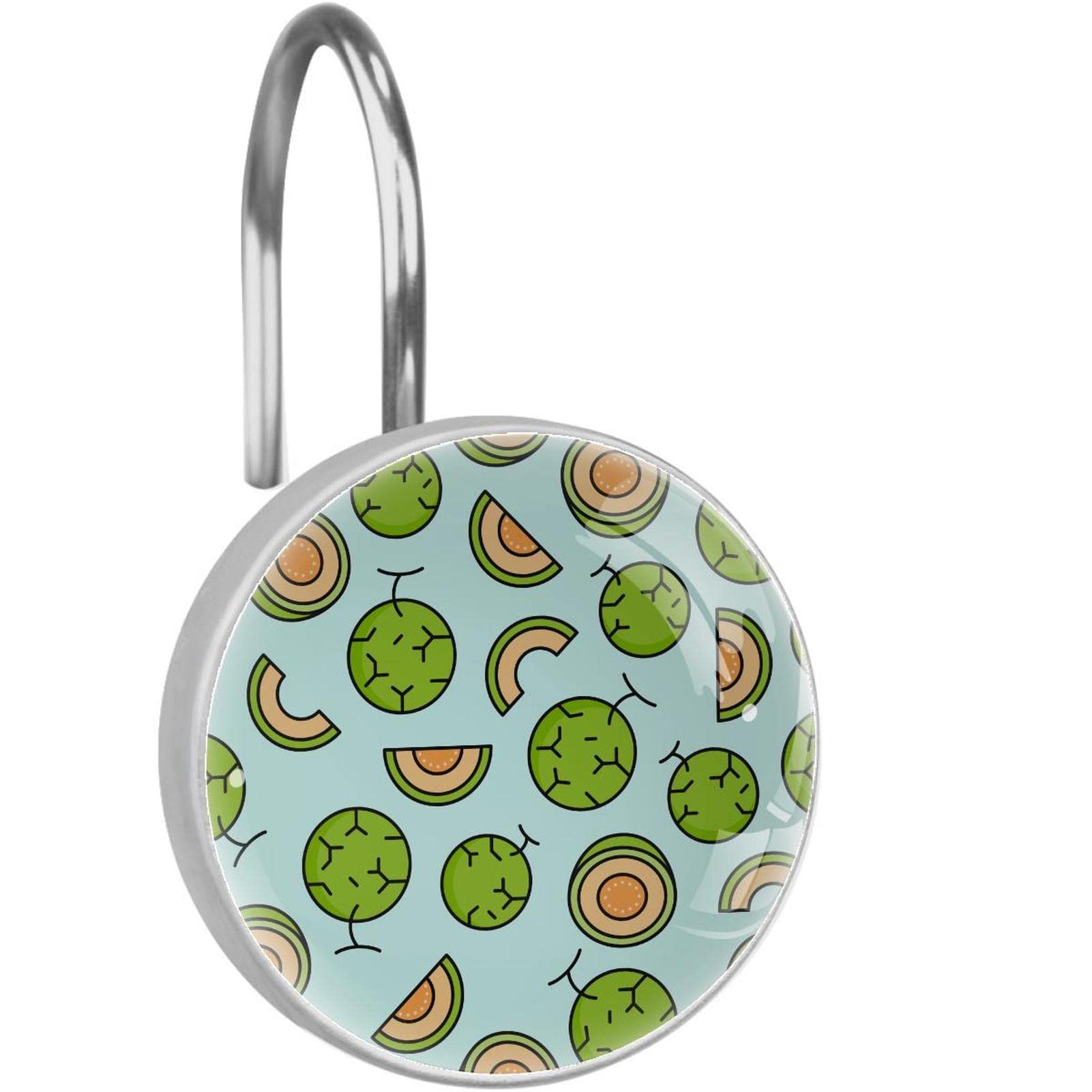Crochets pour rideau de douche en acier inoxydable durable avec motifs Melon Cantaloup
