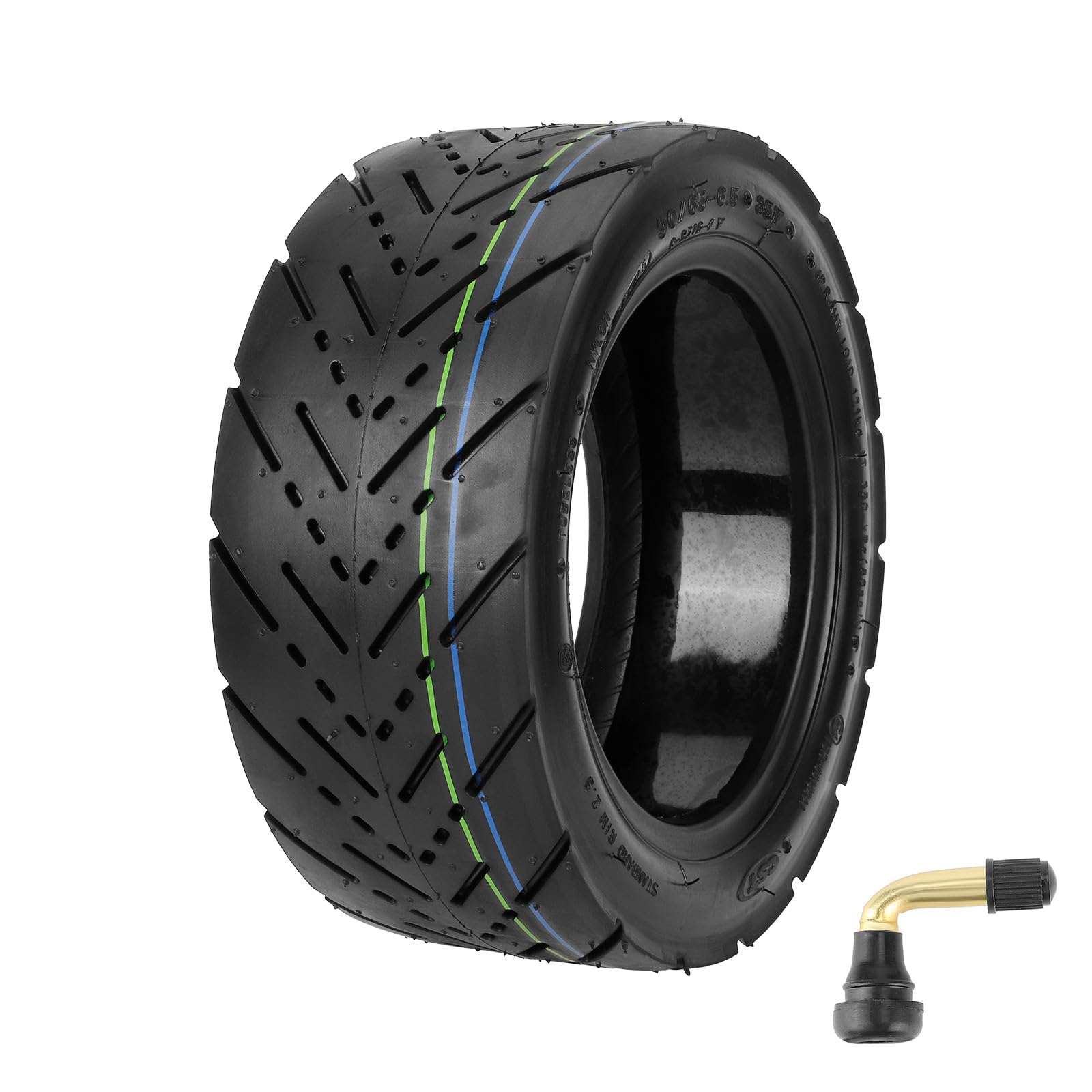 TREFAN Pneu de route auto-réparateur 90/65-6,5 - Pneu de route sans chambre à air, pneu gelée de 27,9 cm avec protection anti-crevaison en caoutchouc, convient pour scooter électrique de 27,9 cm,