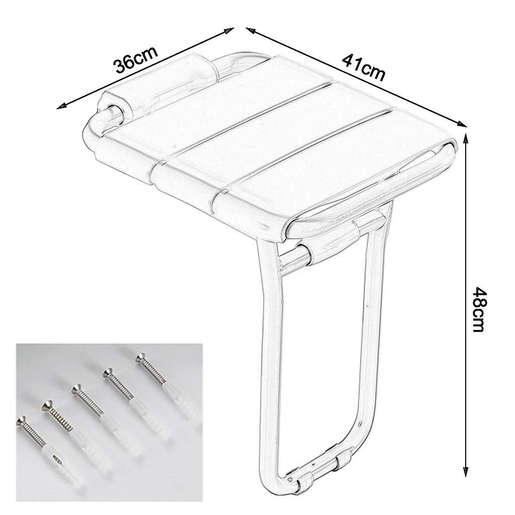 Las heces plegable pared de la ducha y Wall Mounted Silla |Asiento de ducha plegable for el baño de acero inoxidable |Baño Bañera banco de heces for ancianos / minusválidos Seguridad antideslizante