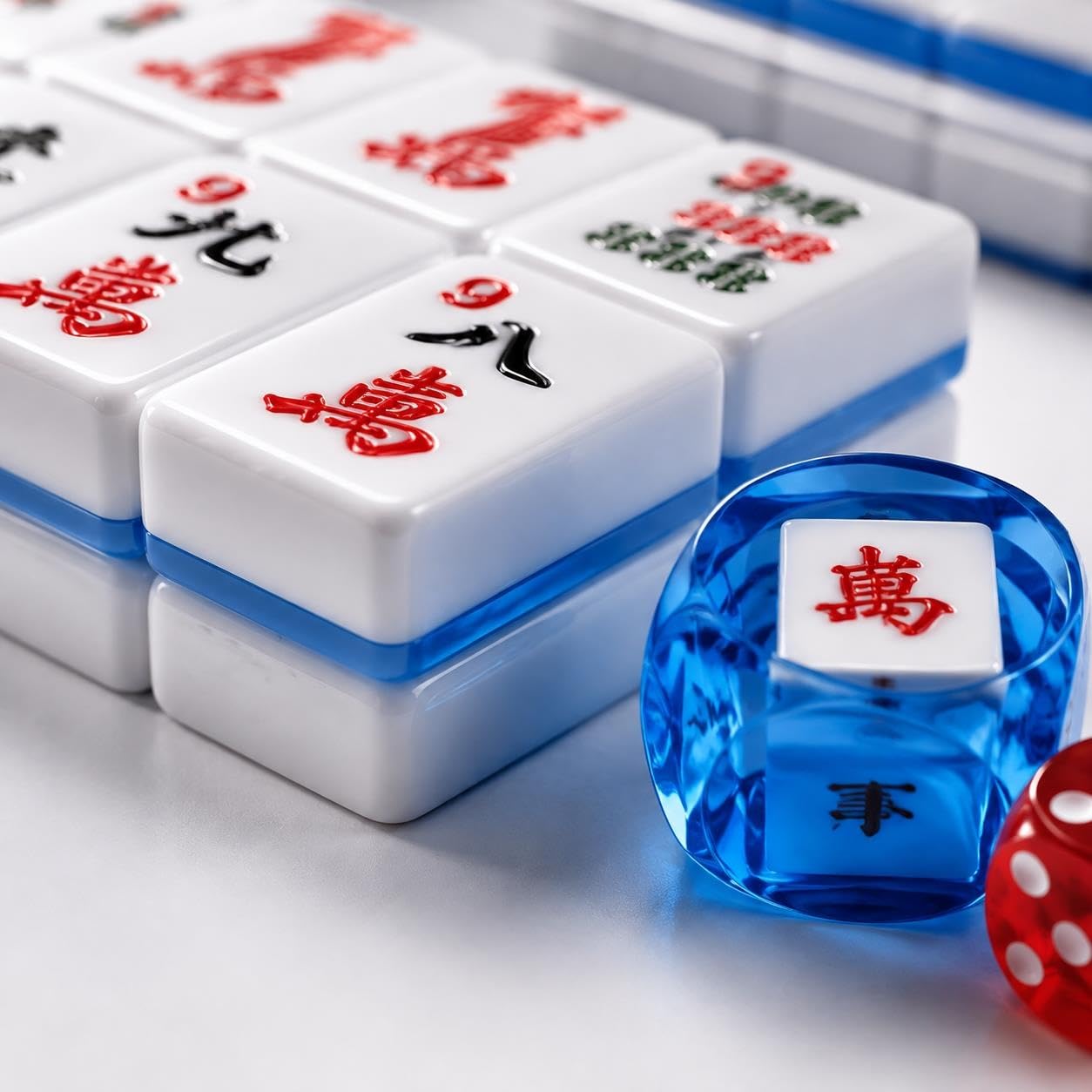 Komplettes amerikanisches Mahjong‑Set, 166‑teilig mit Zubehör | Amerikanisches Mahjong‑Set,166 Melamin‑Steine,Acryl‑Gestelle,Koffer,Tasche,optionale Matte für Familienspiele