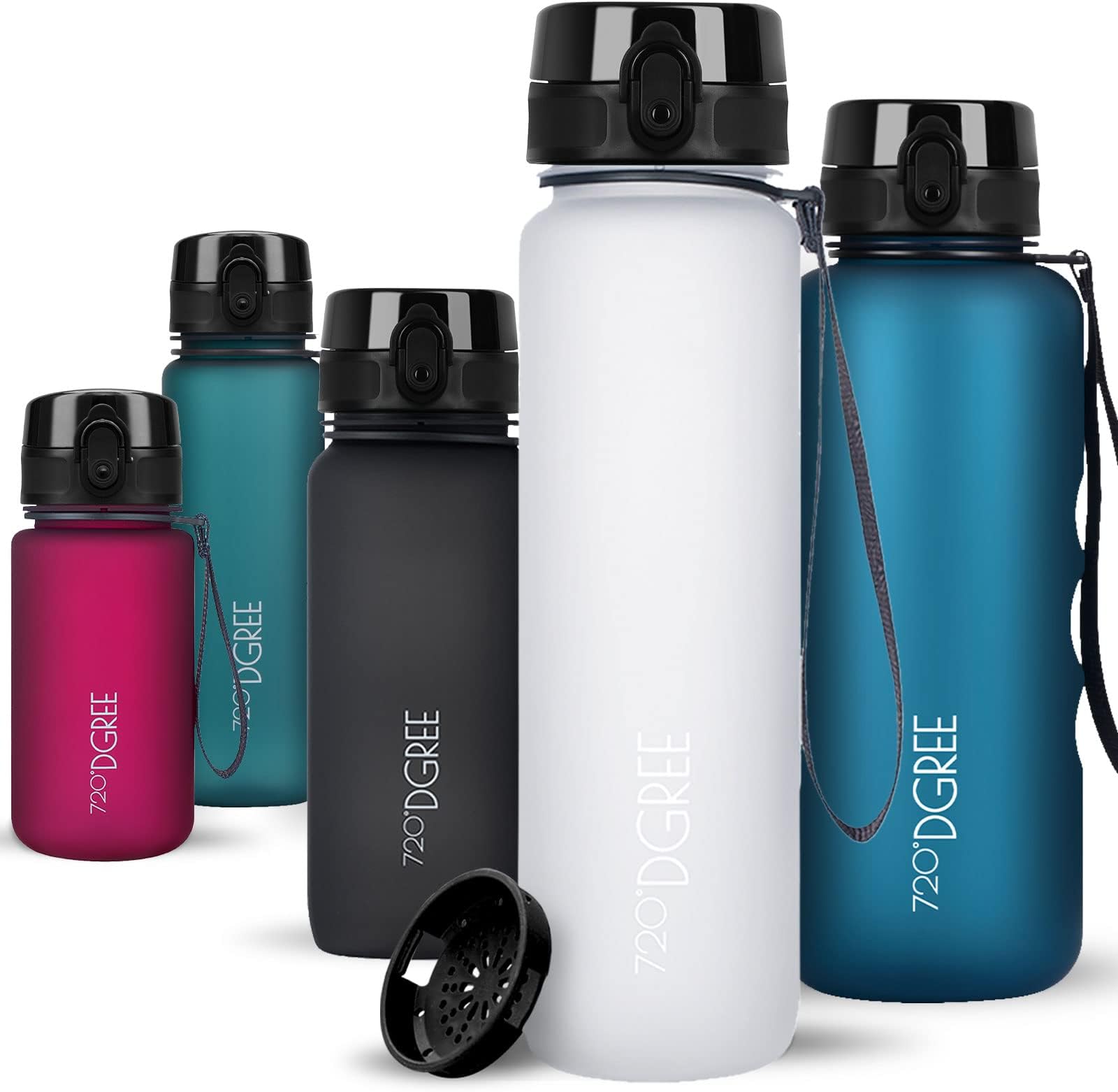 720°DGREE Water Bottle “uberBottle“ +Sieve - 350ml, 500ml, 650ml, 1L, 1.5l - BPA-Free Tritan, Leakproof, Reusable Drinking Bottle - Sports Bottle for Gym, Fitness, Kids, Bike, Travel, School, Office