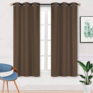 Better Home Style 2 Piece Solid Color 100% Blackout Room Darkening 2 Panels Window Treatment Curtain Insulated Drapes for Any Window with Grommets M3763 Brown/Coffee, 2 Panels 36" W X 63" L Each