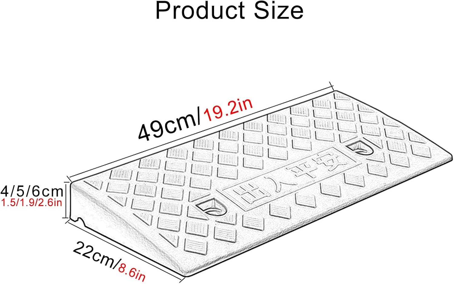 Lightweight Curb Ramp,Portable Kerb Ramps,Step Mat Foot Ramp,PVC Plastic Thicken Bottom of Groove for Garage,Scooter,Bike,Motorcycle,Wheelchair (Color : Yellow, Size : 49x22x6cm)