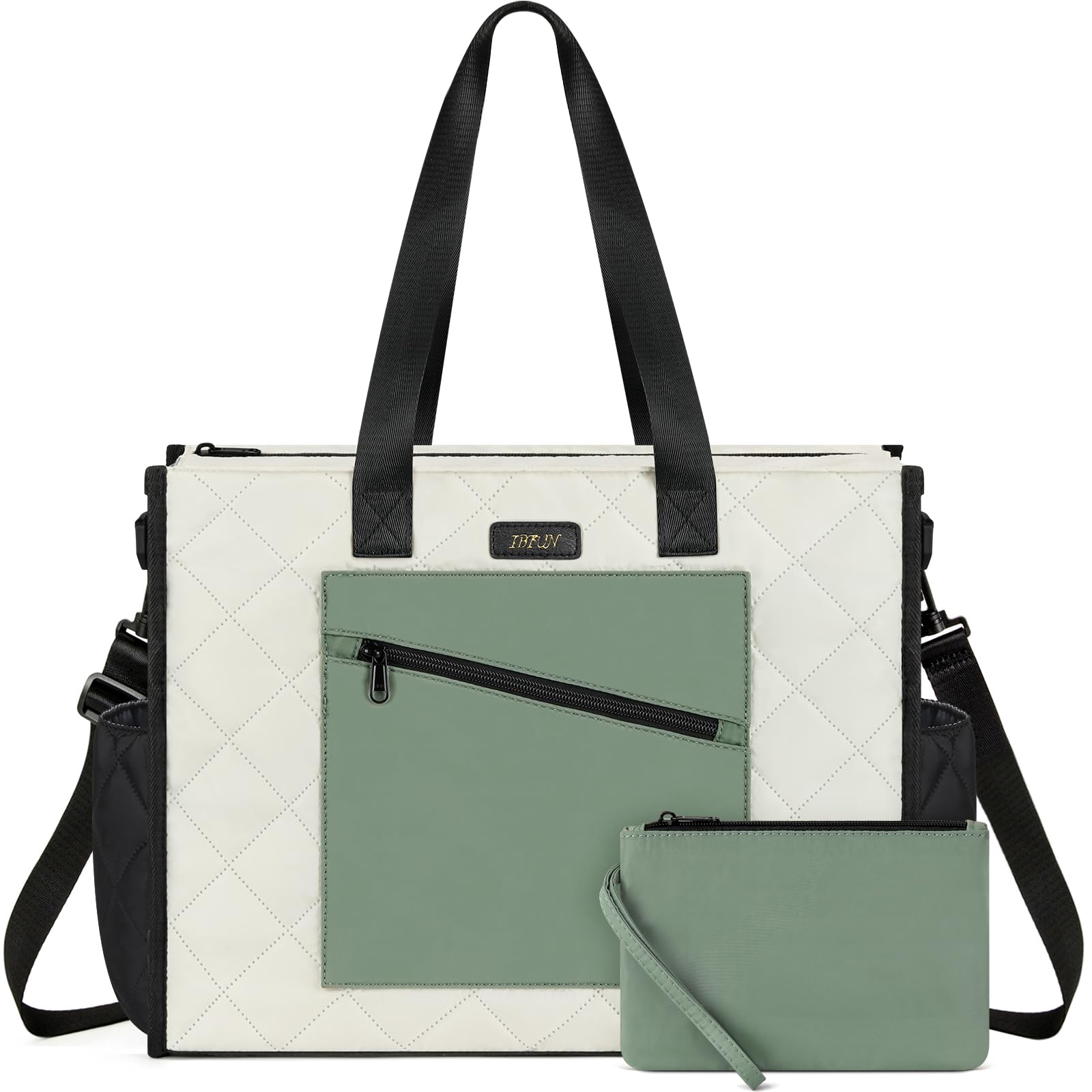 IBFUN Utility Tote Bag with 14 24 Pockets Zip Top Teacher Tote Bag for Teacher Work Women