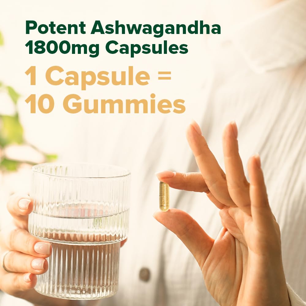VAHDAM Ashwagandha Supplement 1800mg with Ashwagandha Root Extract and L-Theanine | Support Stress Relief, Mood and Sleep | 90 Capsules