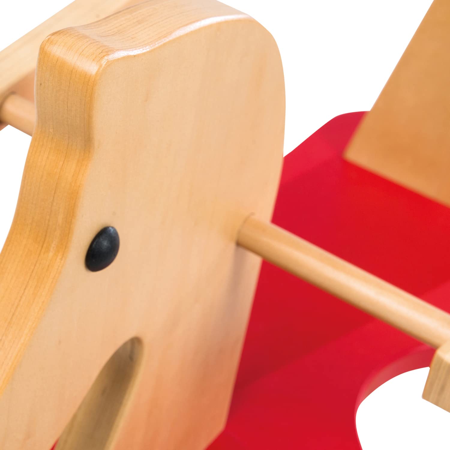 roba Schaukelpferd, Schaukeltier Massivholz natur rot, Schaukelstuhl mitwachsend für Babys und Kleinkinder durch abnehmbaren Schutzring, (1er Pack)