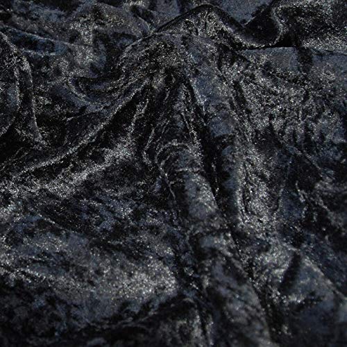 Crushed Velvet Fabric Stretch Velour Material 150cm Wide - Per Metre (Black) โ image 1