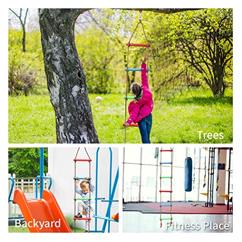 image for Newtion Rainbow Plastic Six-Section Climbing Rope Ladder for Kids,Hang