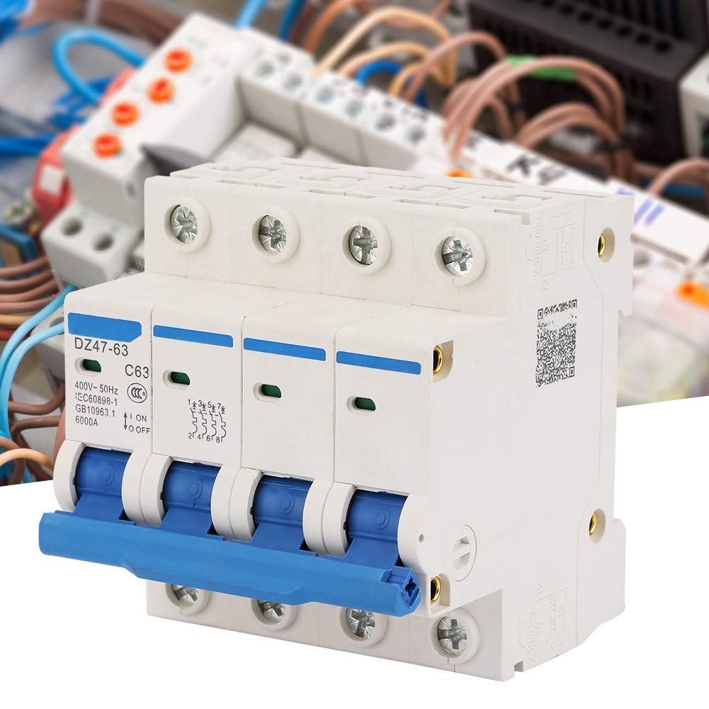 400V DZ47-63 Disjoncteur 4P 63A 6KA Disjoncteur Miniature à Courant Surcharge Court-Circuit Protection pour Lignes de Distribution D'éclairage Résidentiel