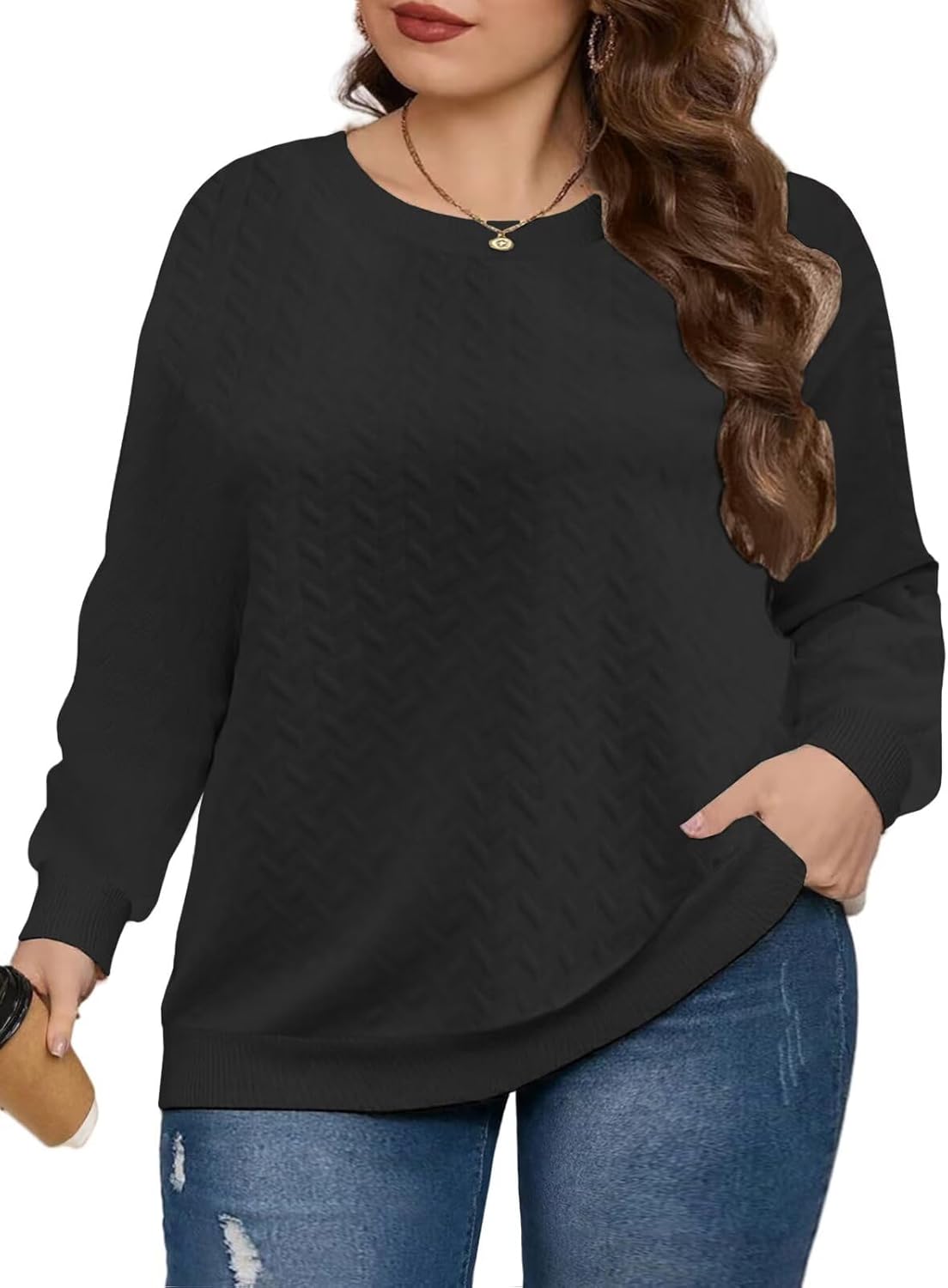 DOLNINE Womens Plus Size Sweatshirts Winter Oversized Pullovers Blouses Fall Casual Crewneck Long Sleeve Tops