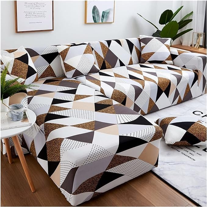 Lukzer L-Shaped Sofa Cover for Living Room Furniture, Flexible Slipcover for Couches and More (Left Hand Side, Prism Dotted) (B0D2L7KPCW) Amazon Price History, Amazon Price Tracker