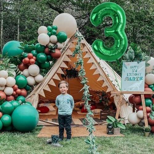 Image of TONIFUL 40 Inch Dark Green Number 30 Balloon Large Foil 30th Birthday Decor | Deep Green 30 Balloon Number Thirty for Milestone Thirty Birthday Party 30th Anniversary, Green Birthday Decor for Men Women