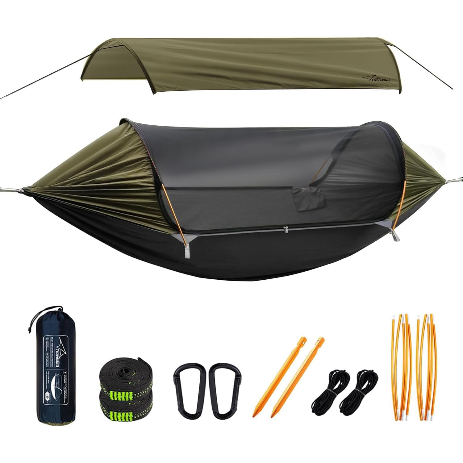 Travel Bird ハンモック テント 蚊帳付き 日焼け防止 3in1 多機能吊り床 290*140CM 蚊よけ 通気 ポータブル ダブル シングル 露営 空間広 Amazon.co.jp: Travel Bird ハンモック テント 蚊帳付き 日焼け防止