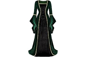 GRACE KARIN Black Medieval Dress Women Renaissance Costume Long Sleeve Velvet Gothic Dress