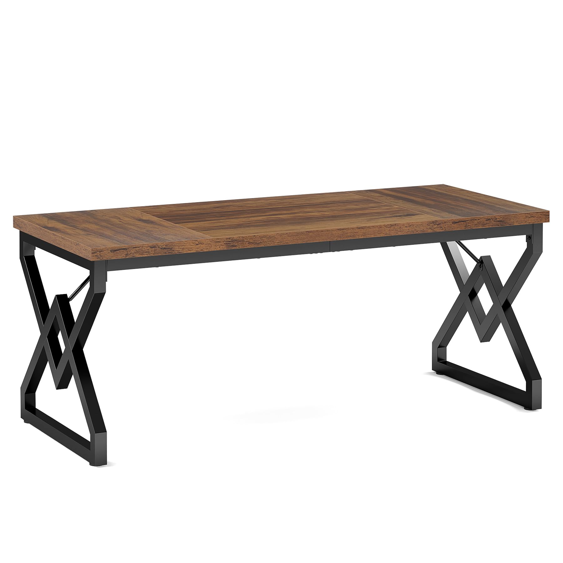 Tribesigns Escritorio Executivo con Mesa de Madera Extra Gruesa y Marco Metálico, 63 Pulgadas para Oficina en Marrón Rustico