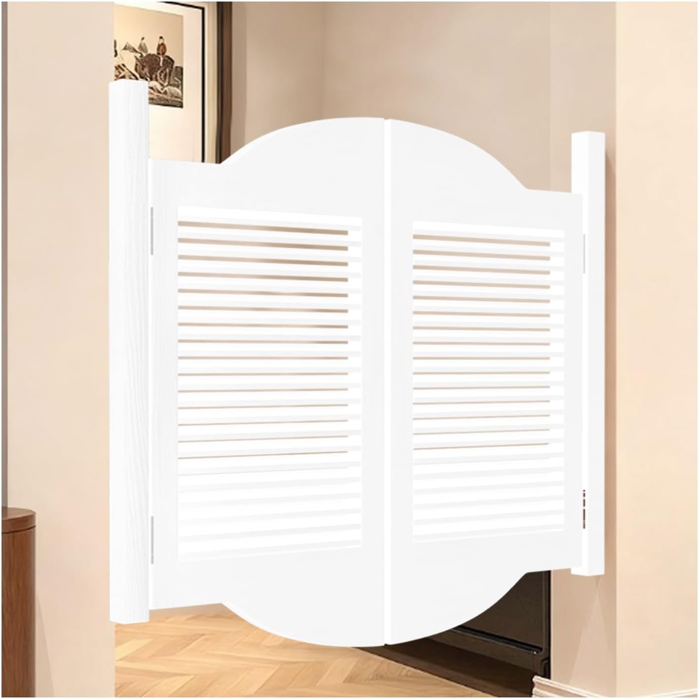 Wooden Cafe Swinging Doors - Half Doors for Kitchen, Bar, Pub & Hallway - White - Sizes W72/84/102/118/140cm - Ideal for Entrances & Partitions (W114*H100cm)