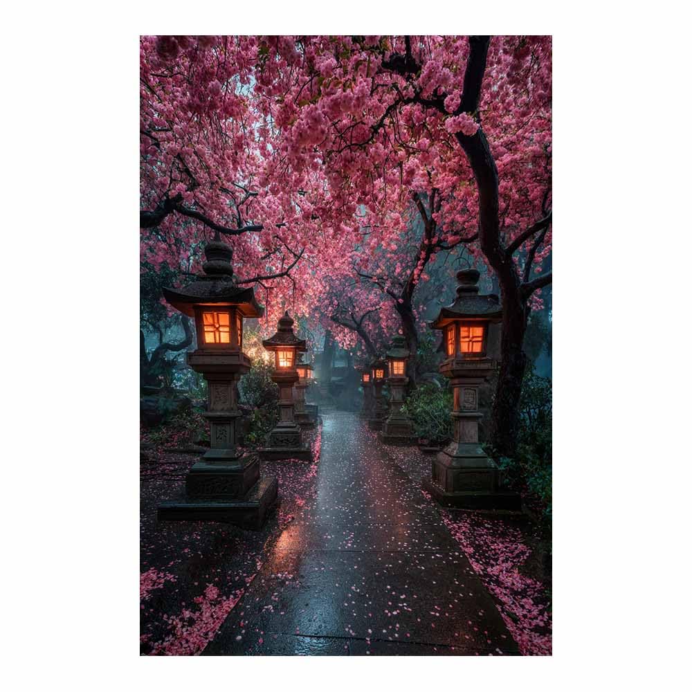 HOQIU Wall art for home decor Lantern Path Night Views canvas artwork for wall, art prints, For living room, bedroom, bathroom, dining room, painting and decor.(Multicolor)-30x40cm Unframed