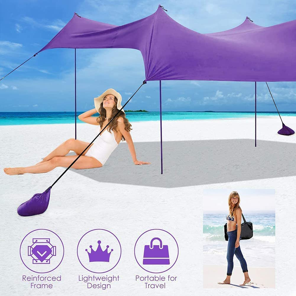 Tente De Plage 10x10 Pieds UPF 50+ – Auvent Anti-vent – Protection UV