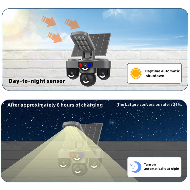Image of AOV Solar CCTV with Continuous Recording (24 * 7) 4G SIM Security Camera Outdoor Use | Tripple Lens 4+4+4mp | 2-Way Talk | Night Vision |360 Degree | Waterproof Surveillance Camera|AOV Model