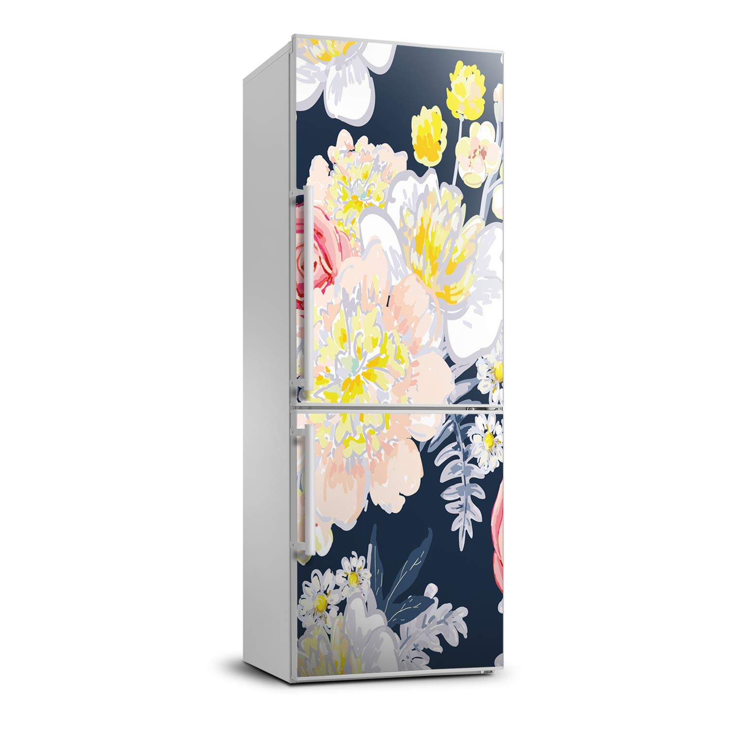 Pegatina autoadhesiva frigorífico ramo de flores película lavable para decoración del hogar