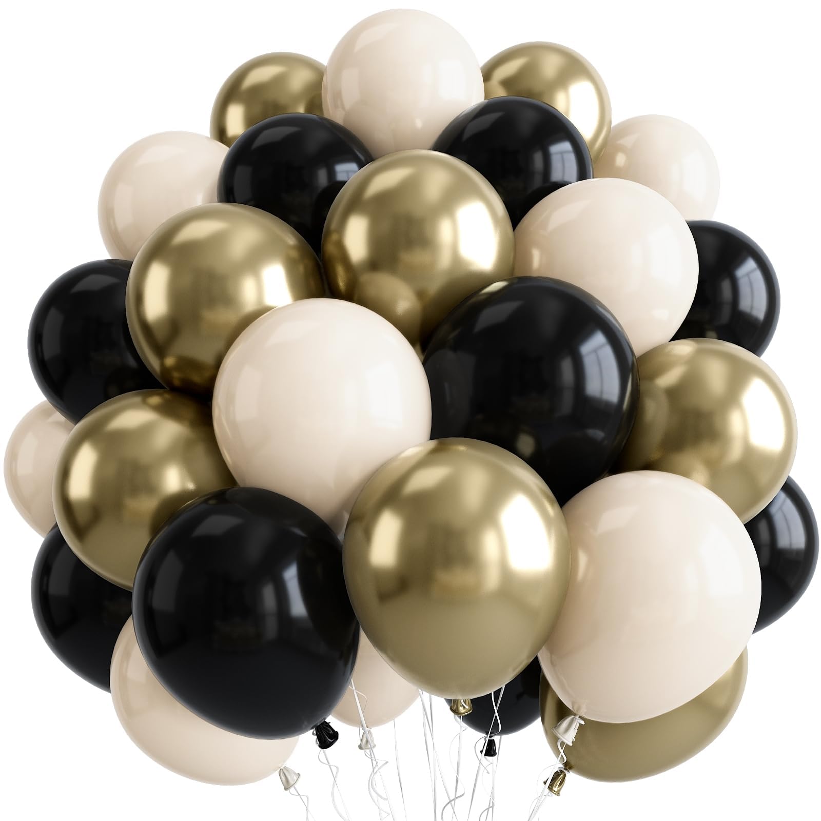 Champagne Gold and White Balloons, 60Pcs Beige White Sand Metallic Gold Pearl White Balloons for Girls, Neutral Ivory White Gold Balloons for Women Birthday Boho Wedding Engagement Party Decorations — view 16