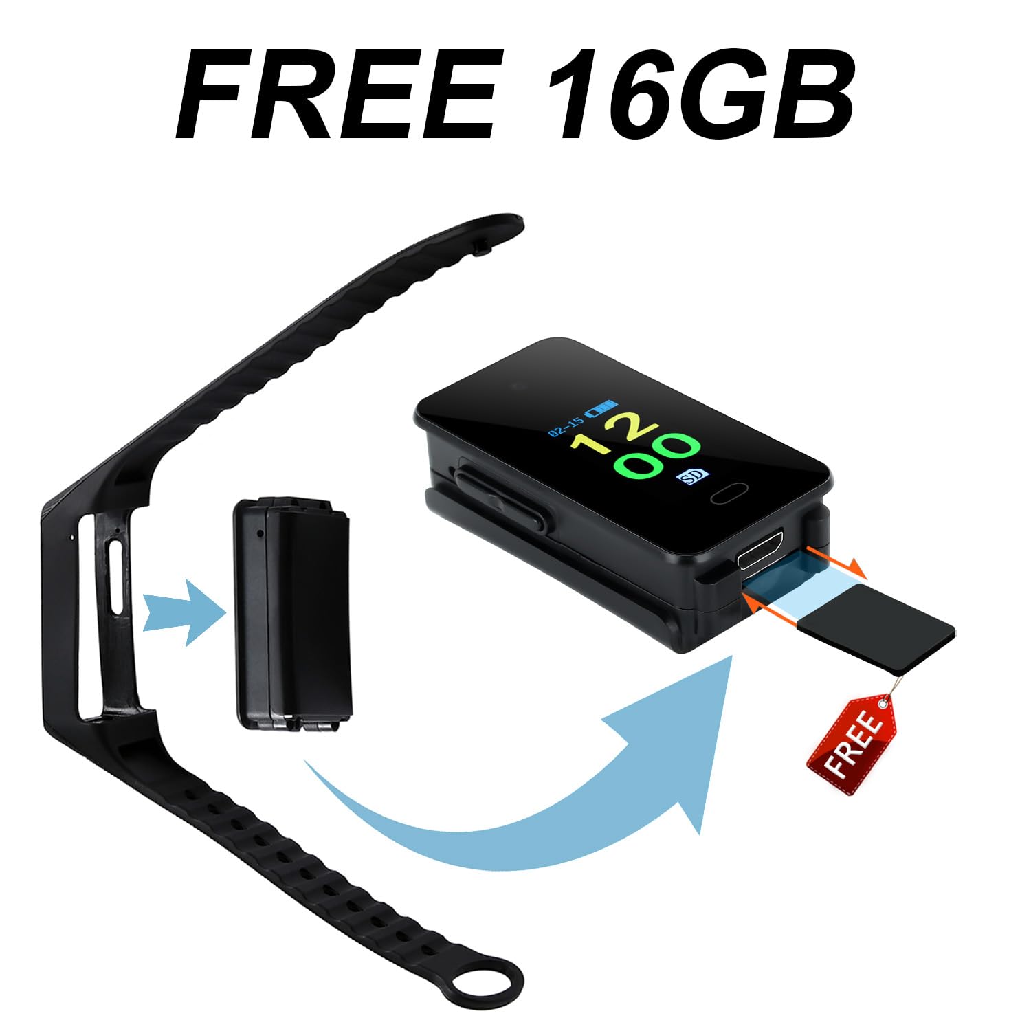 OTADUG Camera Espion, 1080P Caméra Espion Cachées avec Enregistrement Audio et Vidéo, Mini Caméra Cachée avec Carte SD de 16 Go, Bracelet Mini Caméra de Surveillance avec Affichage de l'heure