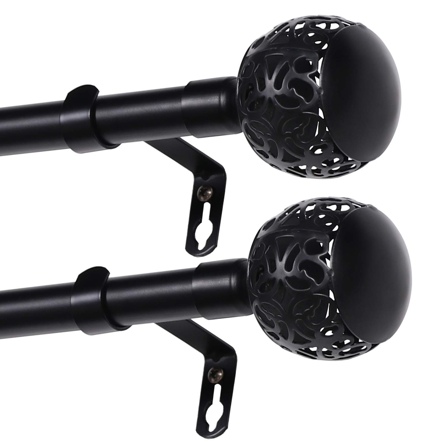 Photo 1 of ***GOLD/VIEW ALL IMAGES*** Turquoize 2 Pack Adjustable Decorative Single Curtain Rods, 66-120 Inch, Hollow Ball Finials, 3/4 Inch Diameter, Gold