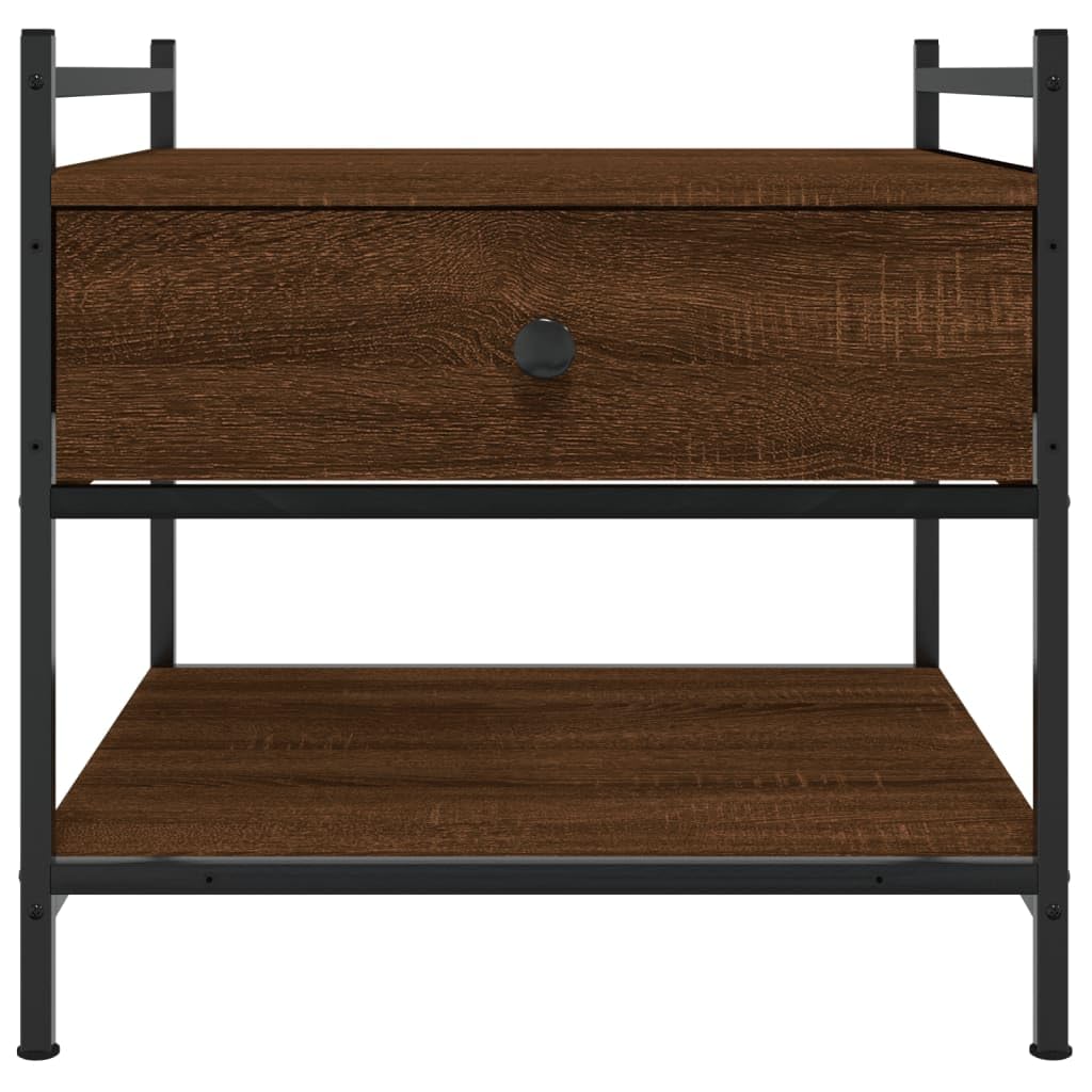 Mesa de café marrón efecto roble, 50 x 50 x 50 cm, material de madera, con espacio de almacenamiento, patas ajustables, mesa de salón estable para bebidas y aperitivos