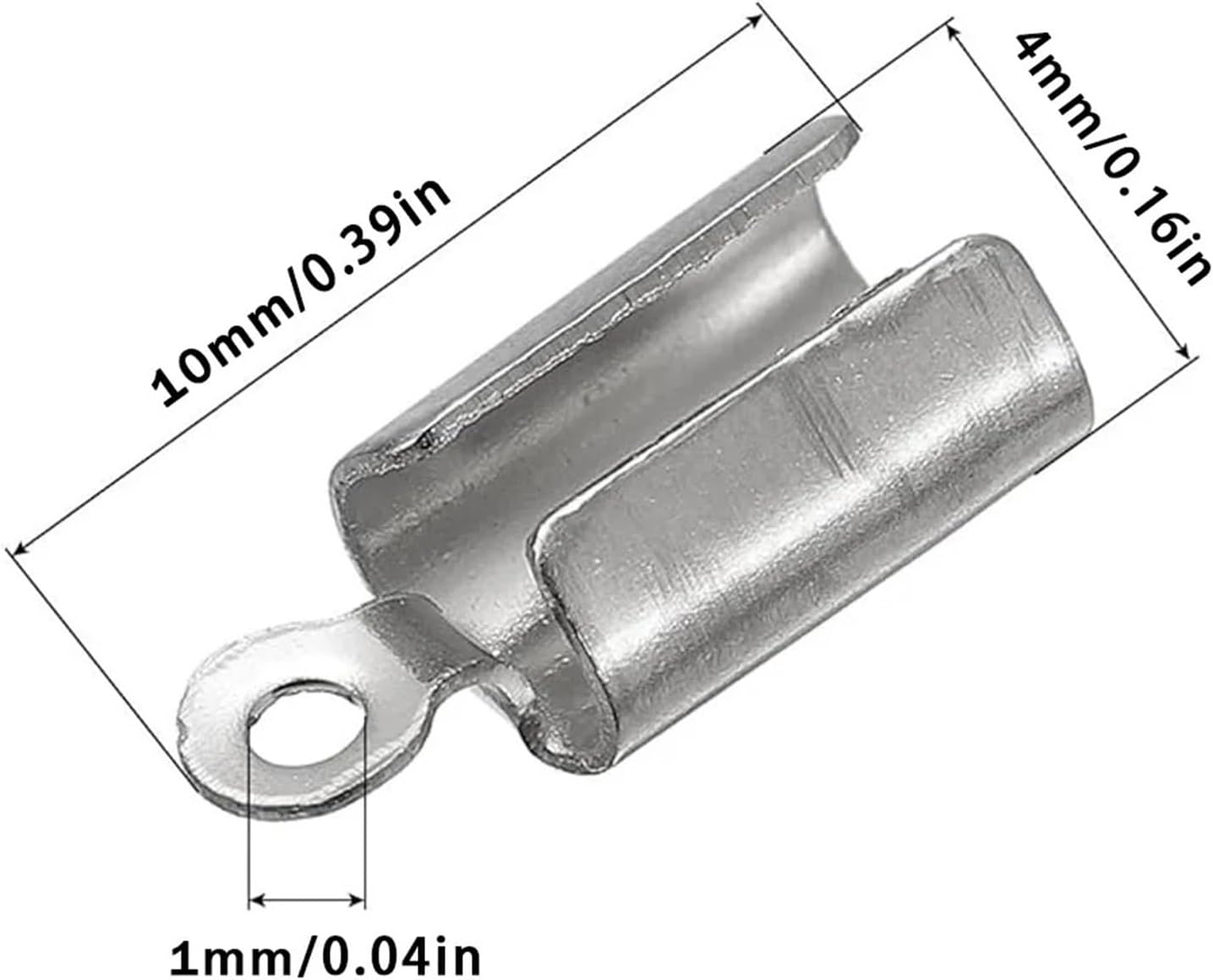 Cord Ends Caps 1000Pcs Fold Over Cord Ends Terminators Crimp Cap Clasp Tips for Craft DIY for Earring Jewelry Making(4mm)