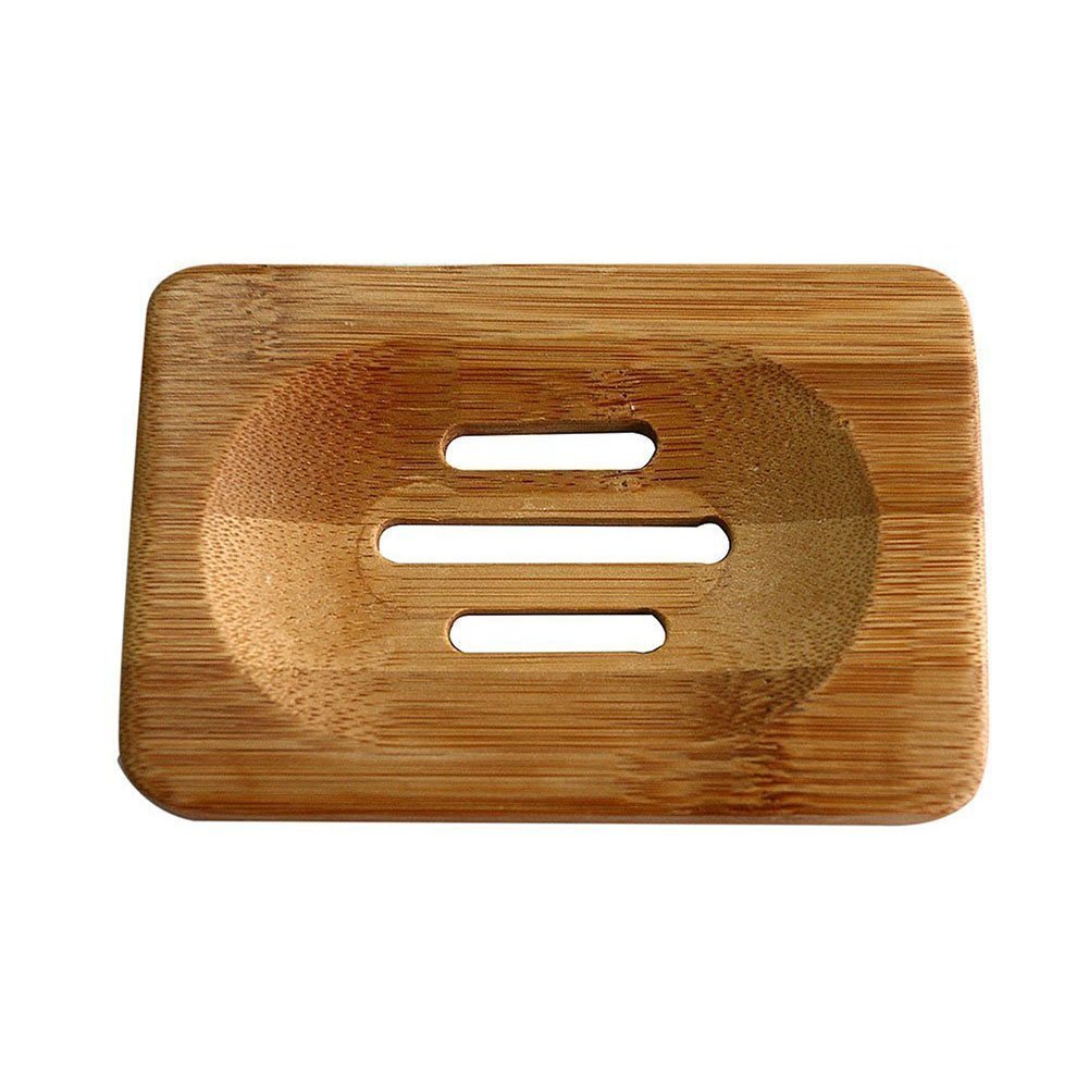 N-K PULABO 1pcs Natural Bamboo Soap Dish Storage Holder Comfortable and Environmentally Convenient