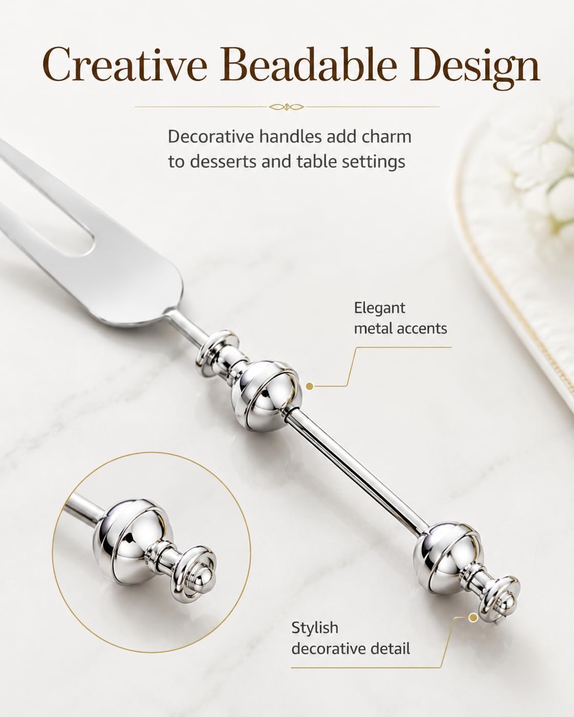 PRETYZOOM 3-Pack Beadable Serving Utensils, Mini Stainless Steel Forks