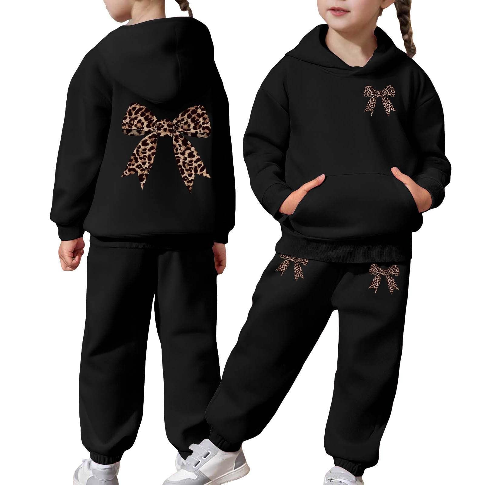 Ensemble Hiver Enfant Fille Pantalon Et Haut Sweat a Capuche Vetement Ado Fille Chic Mignon Fashion Casual Loisirs Sport Jogging Vacances Costume 2-13 Ans