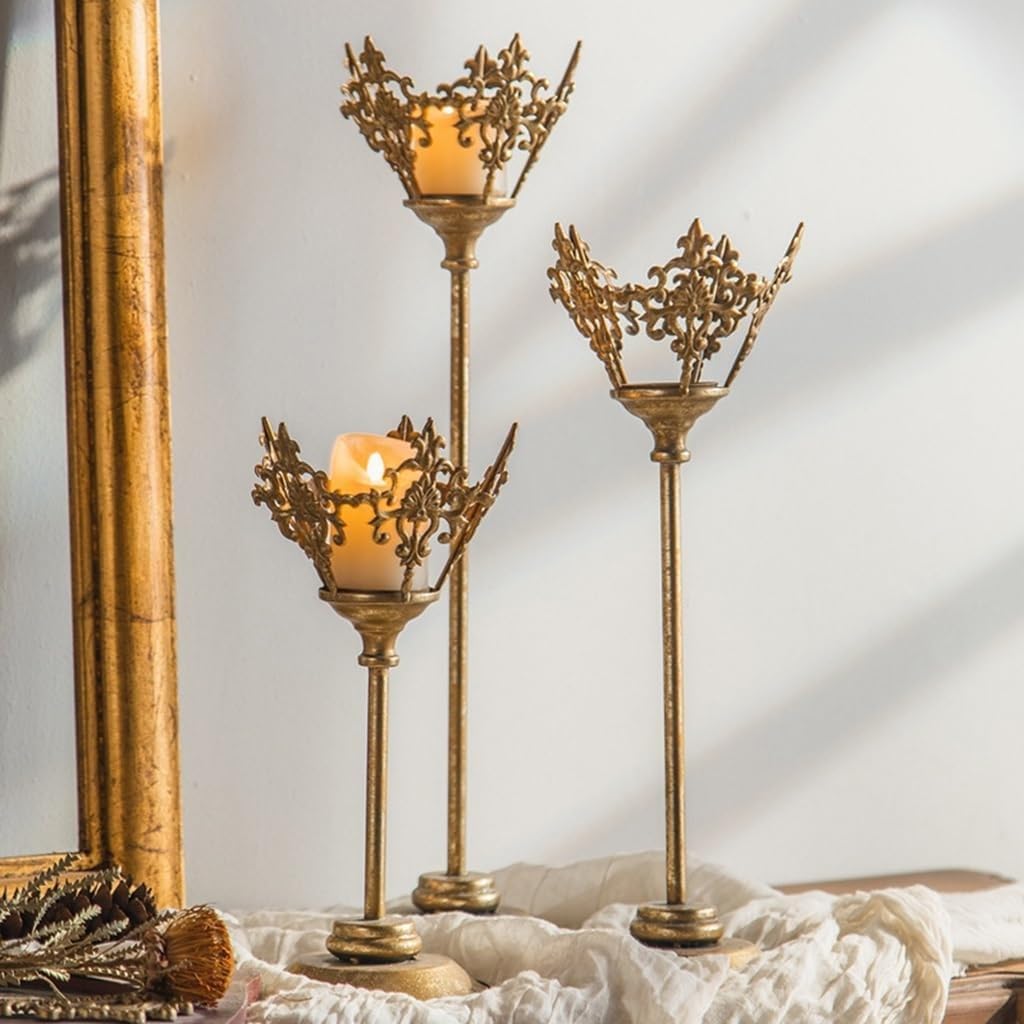 Decorative Candle Holders Metal Candelabra Candle Stand Candlestick for Wedding Dinning Party Home Decor(13x13x29cm)