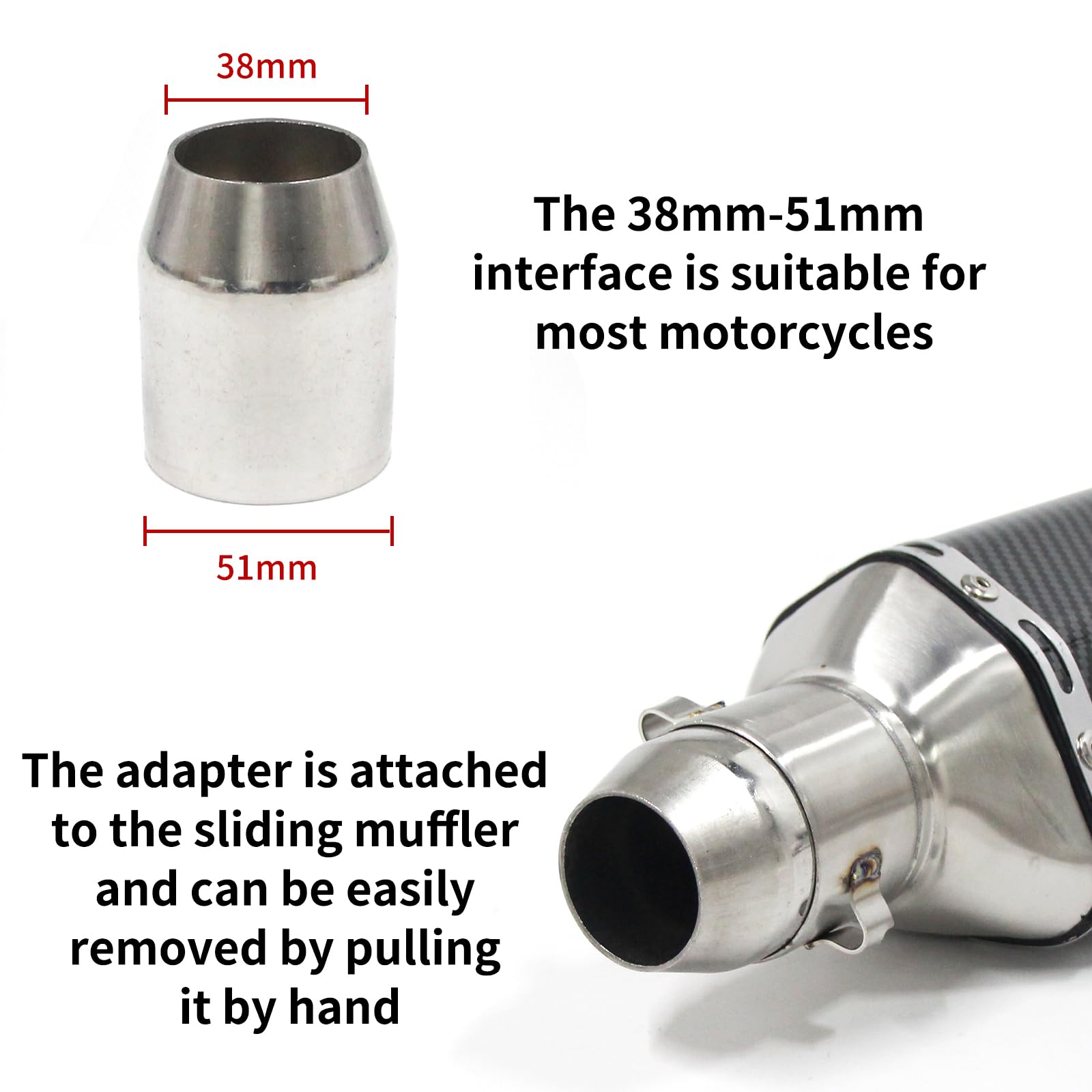 38 51mm Universale Moto Silenziatore di Scarico Slip-On In Acciaio Inox Marmitta Colorato Piccolo Esagonale Coda Diagonale Marmitta Di Scarico Adatto Per Moto Atv (A)