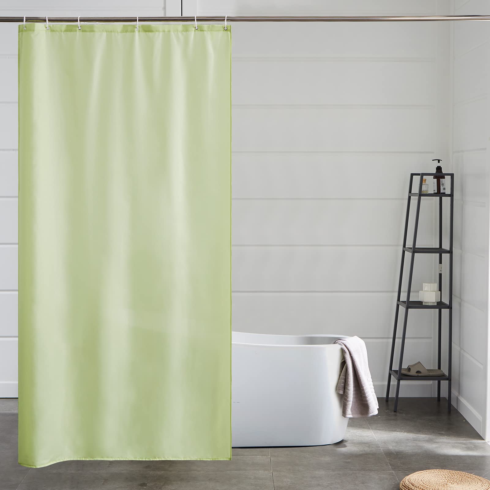 Furlinic Shower Curtain Mould Proof Resistant Wetroom Bathroom Polyester Fabric White 7ft Shower Curtains Liner Waterproof Rustproof Washable Weighted with 12 Hooks Extra Long 180x210cm 72x84. — view 130
