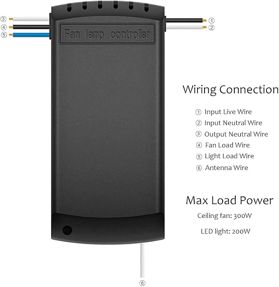 Smart WiFi Fan Switch Ceiling Fan and Light Remote Control Kit, WiFi Controller Compatible with Alexa Google, Phone APP Control, No Hub Required, Universal Ceilingfan Light Remote Control