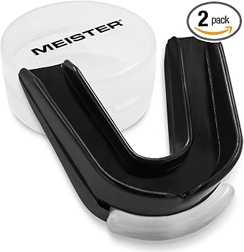 Meister Moldable Double Mouth Guard w/Case - Black | Custom-fit design, upper and lower teeth protection for MMA, boxing and contact sports