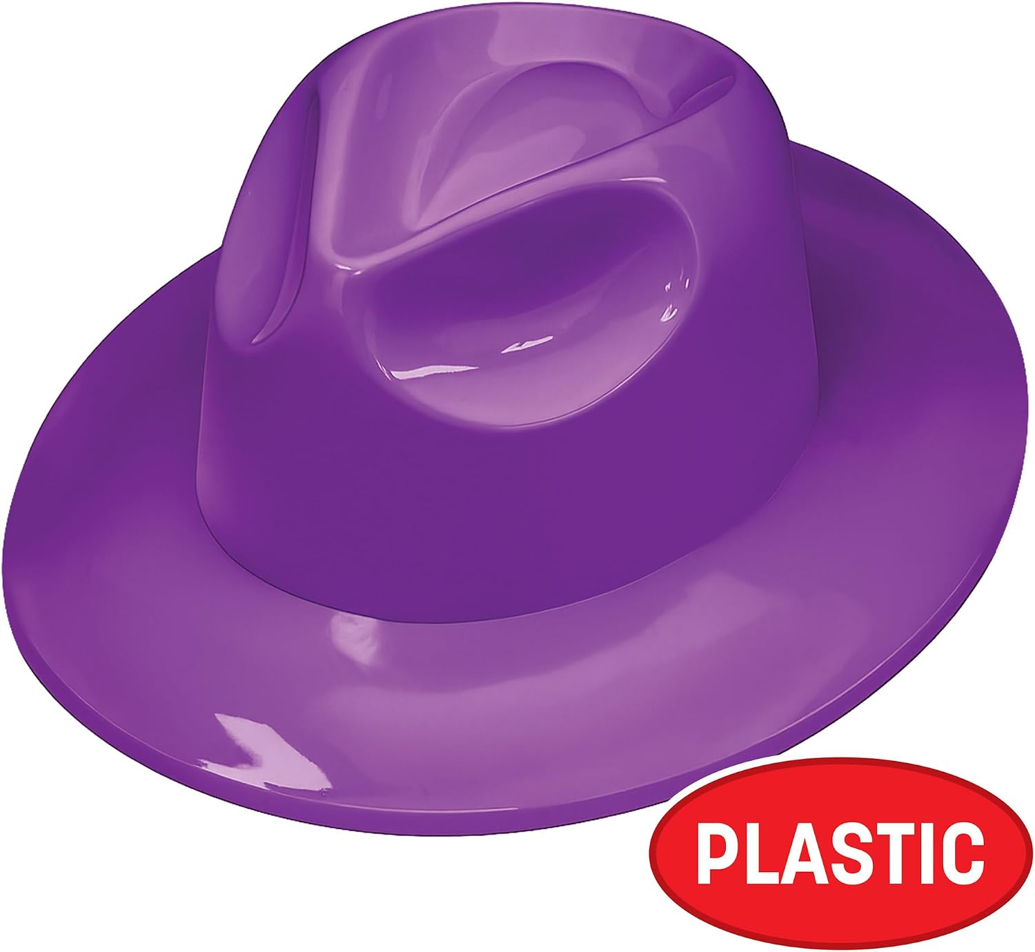 Beistle Purple Plastic Fedora Hats – 5 Pack, Classic Customizable Costume Accessories, Versatile Western Spirit Wear Headwear for New Year’s Eve Events, Vintage Themes & Coordinated Group Celebrations