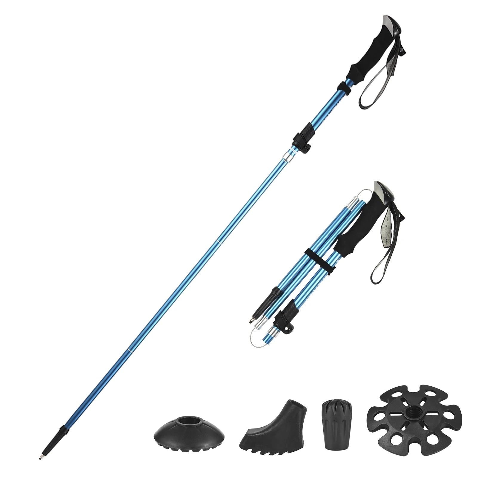 Bastones de Trekking Plegables de 5 Secciones, Ligeros y de Aluminio, Ideales for Senderismo.