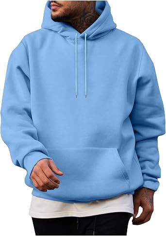 Hoodies for Men 2025 Trendy Drawstring Sweatshirts Pullover Fall Outfits Fleece Casual Long Sleeve Shirts with Pocket