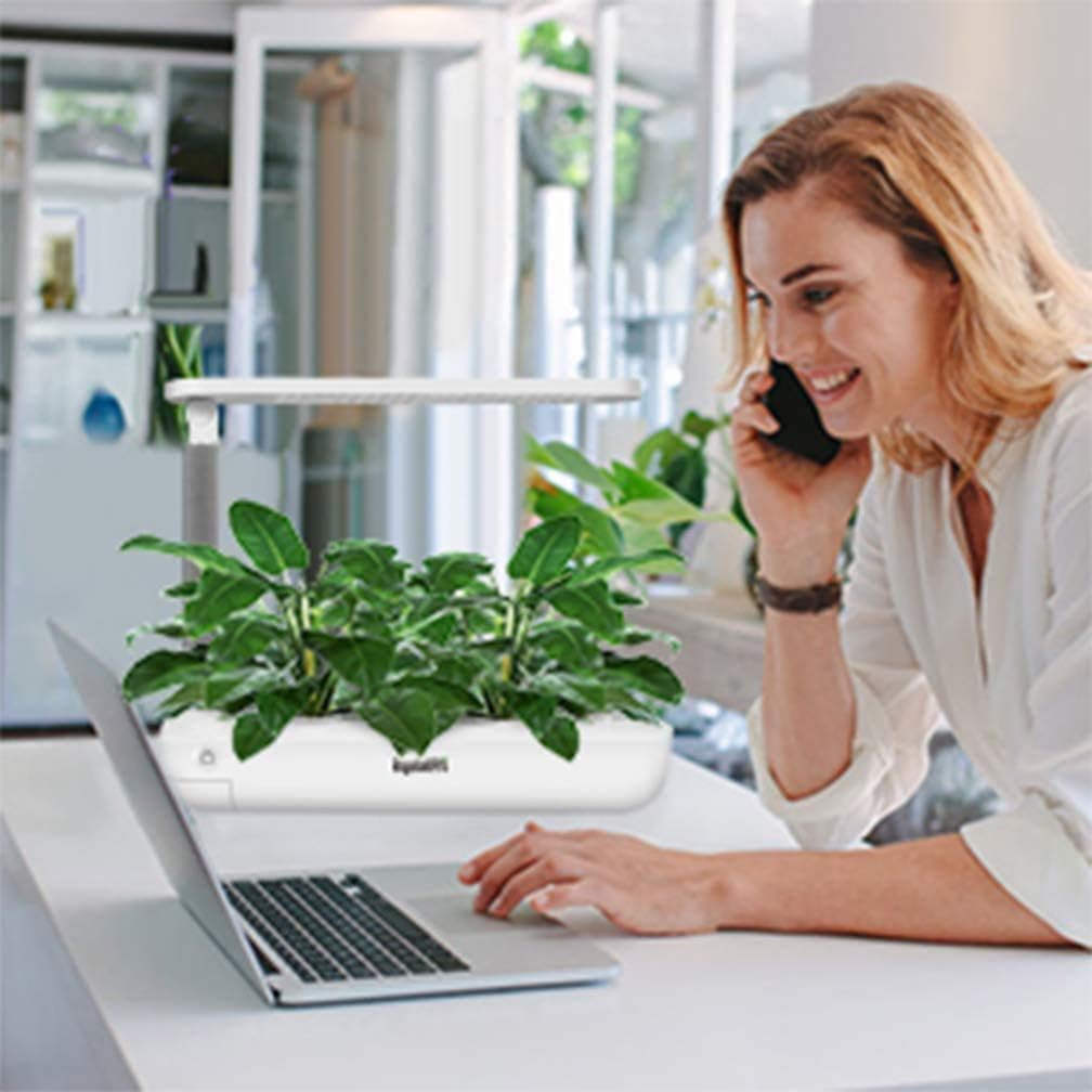 Hydroponics Growing System, Indoor LED Lighting Herb Garden Plant Germination Kits,Indoor Hydroponics Growing Nutrients Pot Suitable for Home Decoration(White)