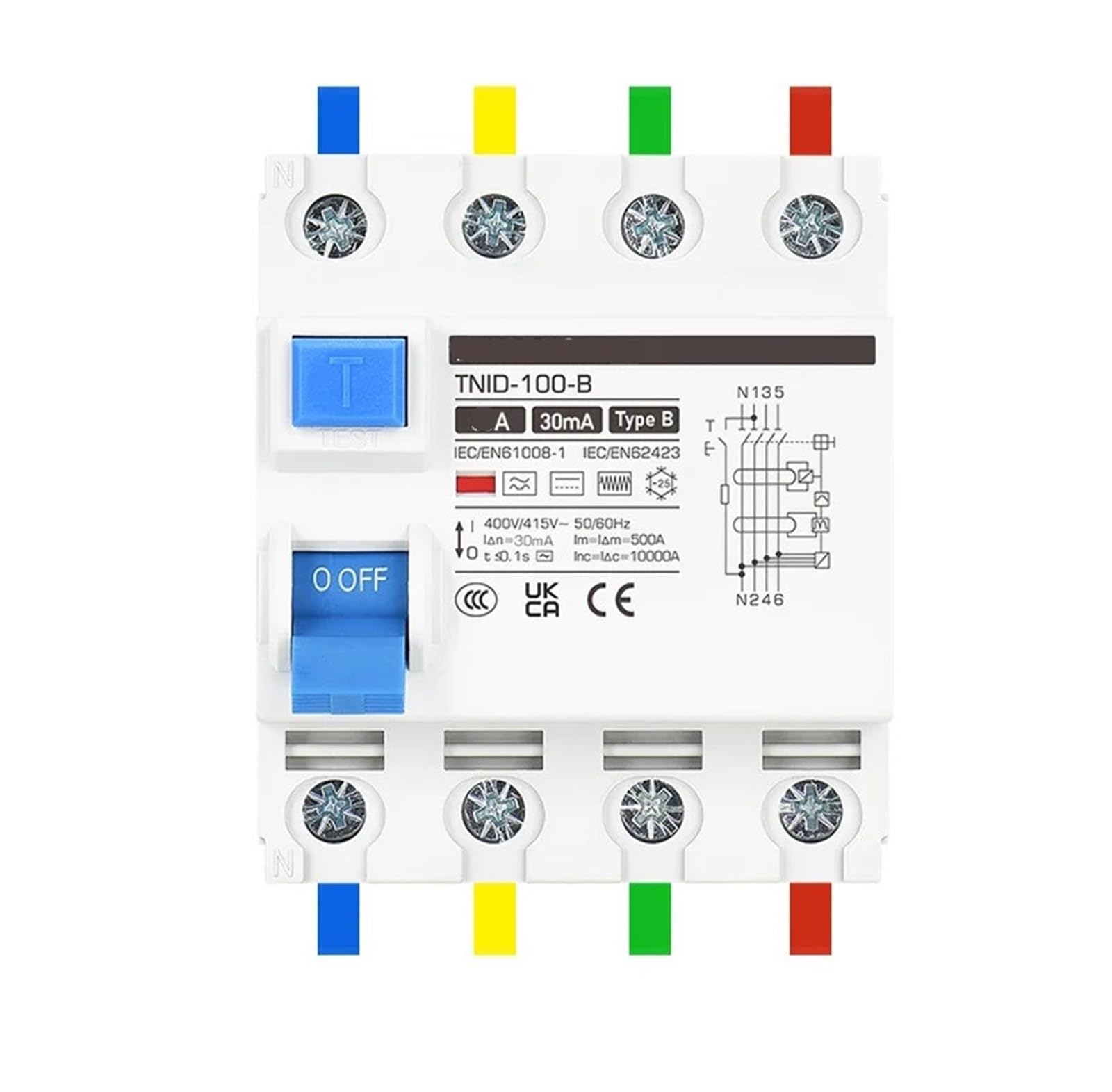 Protecteur de pile de charge et disjoncteur de protection type B 4P pour borne triphasée