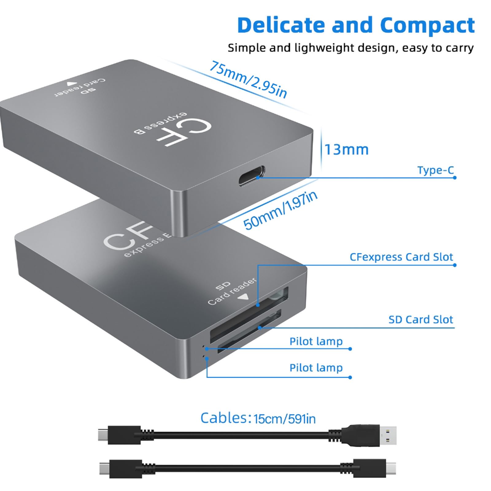 Lettore di schede di tipo B USB3.2 10Gbps adattatore e SD4.0 per sistema operativo Windows con USB C/USB tipo cavo