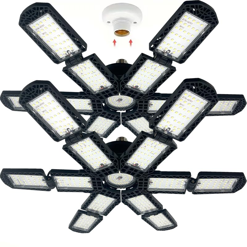 2 Packs LED Garage Light Super Bright Screw in E26 E27 Ceiling Shop Work Lamp 280W 30000 Lumen