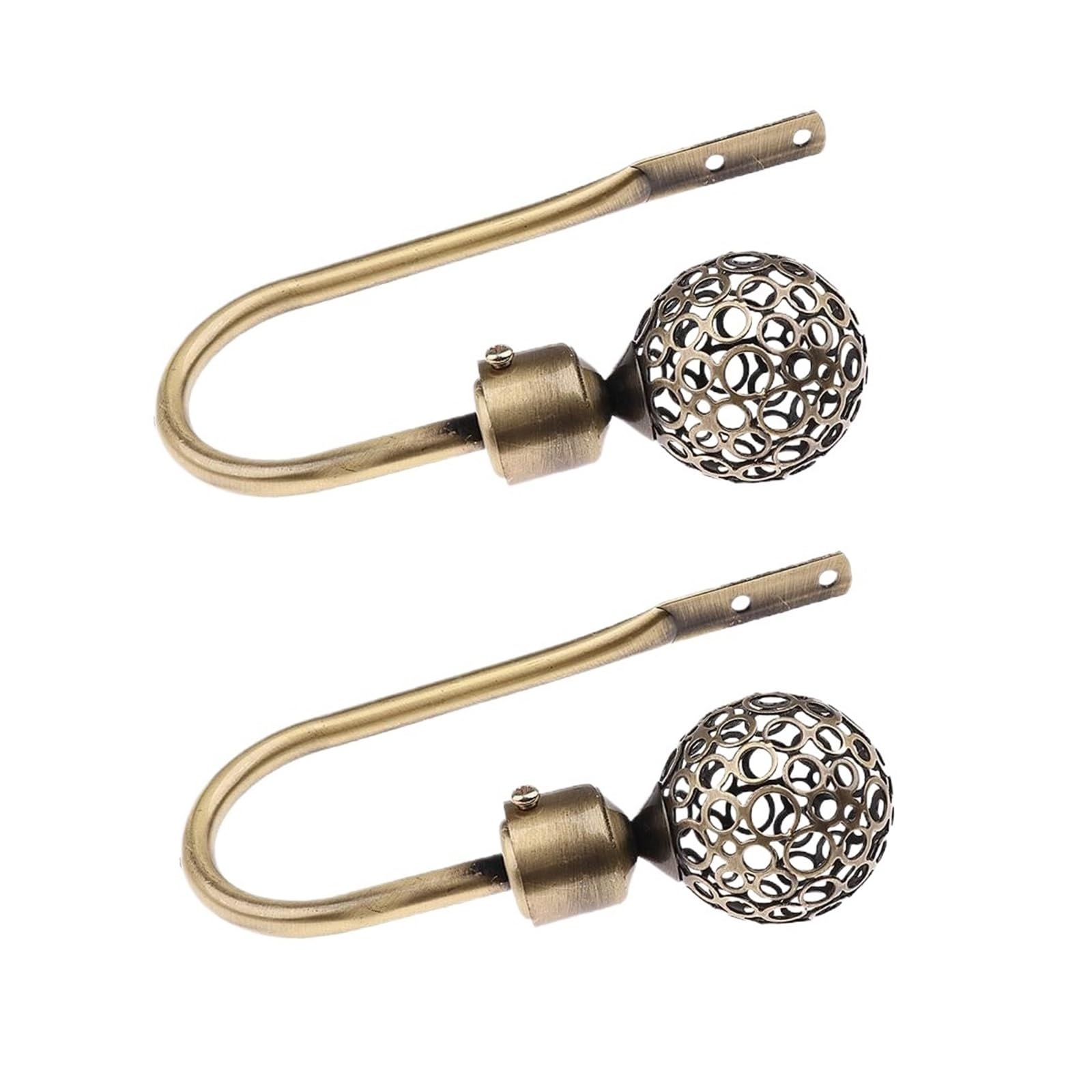 Curtain Holdbacks 2 Pieces Nordic Style Hollowed-Out Curtain Holdback U Shape Decorative Hooks(Bronze)