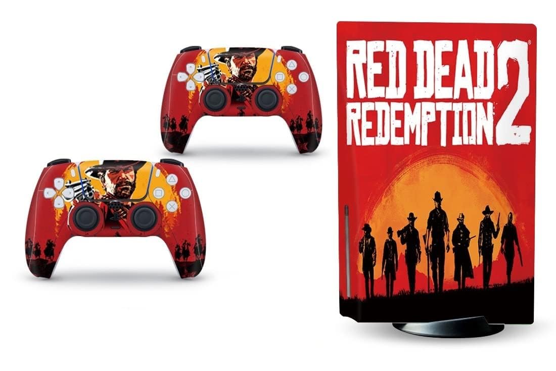 Khushi Decor Red Dead Redemption 2 UV 3M Vinyl Sticker Decals for 5 Disk Version Console & Two Dual Sense 5 Sticker Skins PS5 Skin Console & 2 Controller Design-picture-35