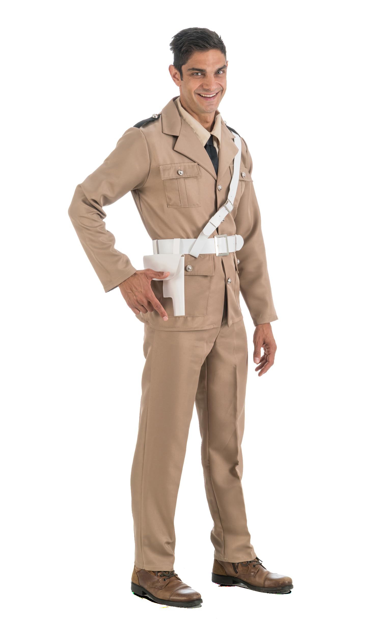 Chaks - Costume da poliziotto di Saint Tropez da uomo, 4 pezzi | Giacca, gilet con cravatta, pantaloni, cintura con tracolla e fondina, look da gendarmeria, carnevale, cosplay